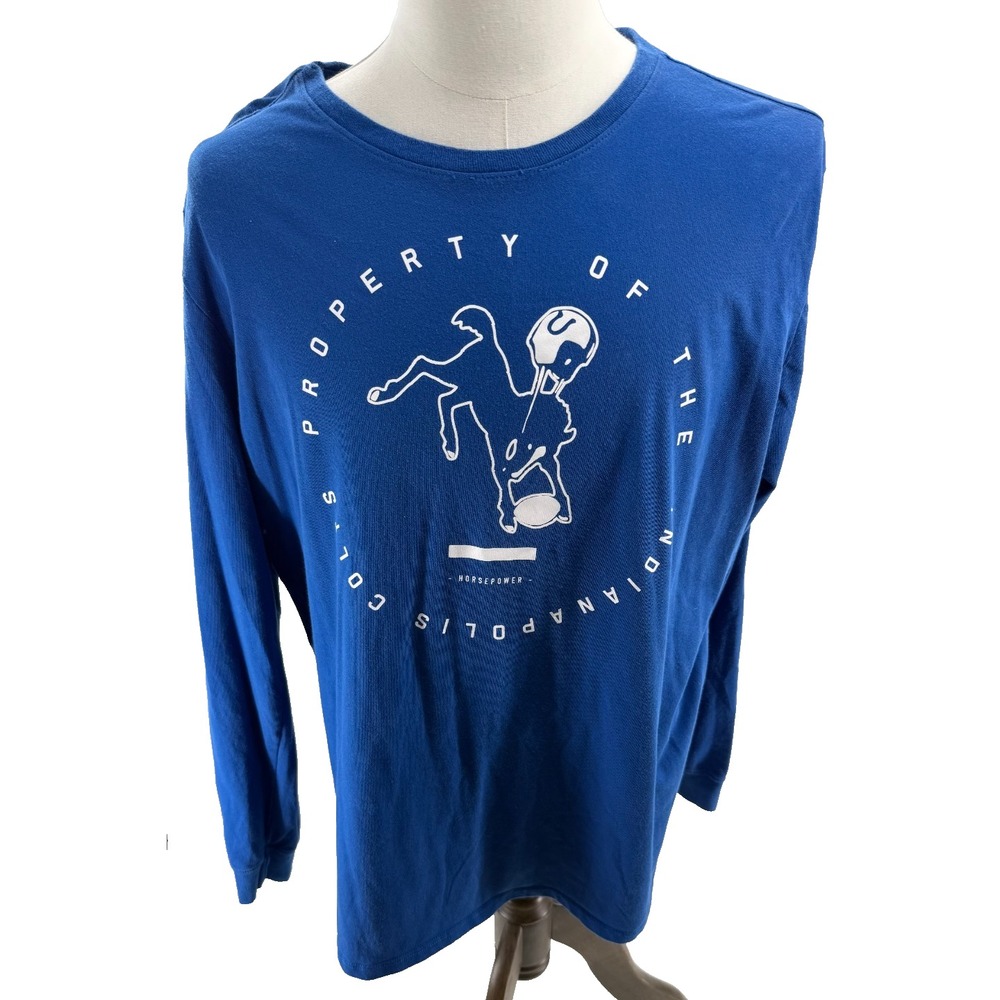 Nike Indianapolis Colts Horsepower NFL Long Sleeve Tee Shirt Blue Mens Large